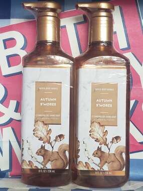 BBW Autumn Smores Gentle Gel Hand Soap with Essential Oils 2 Pack